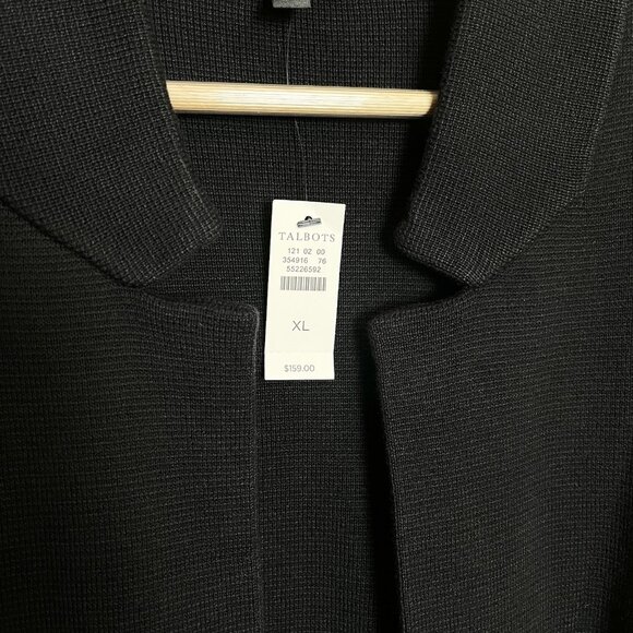Talbots Womens Black Cardigan Blazer Long Pockets Cotton Modal‎ XL NWT - Picture 4 of 9